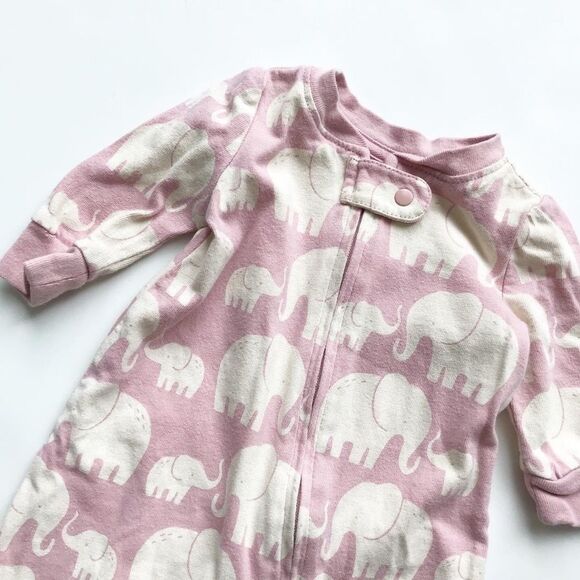 Babygap pink elephant zip up sleeper VGUC newborn - Picture 2 of 4